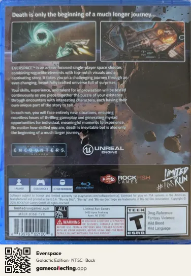 Everspace PlayStation 4, NTSC box back