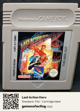 Last Action Hero Game Boy, PAL cartridge label