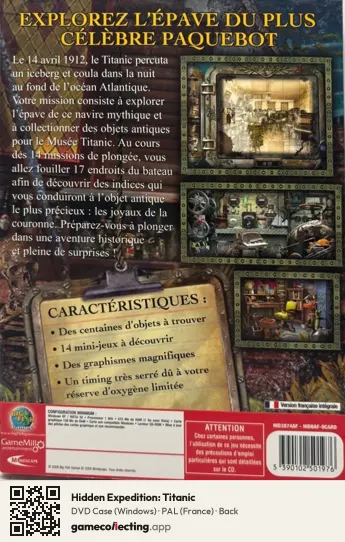 Hidden Expedition: Titanic Computer, France box back