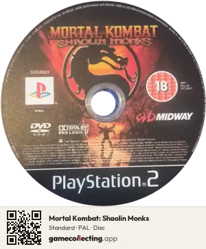 Mortal Kombat: Shaolin Monks PlayStation 2, PAL disc