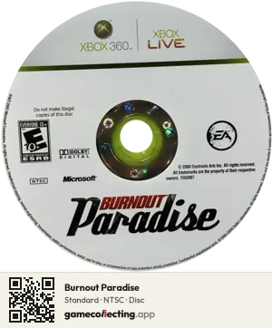 Burnout Paradise Xbox 360, NTSC disc