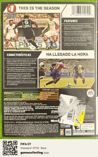 FIFA 07 Xbox, NTSC box back