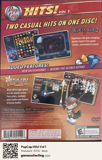 PopCap Hits! Vol 1 PlayStation 2, NTSC box back