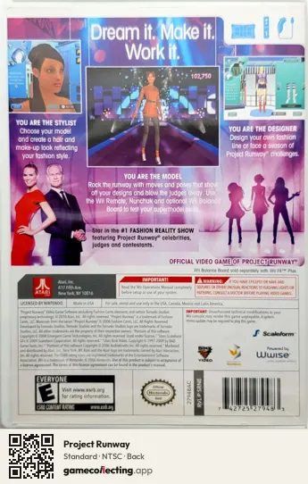 Project Runway Nintendo Wii, NTSC box back