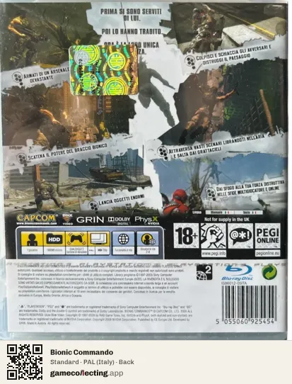 Bionic Commando PlayStation 3, Italy box back