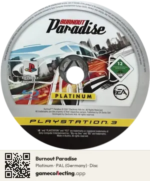 Burnout Paradise PlayStation 3, PAL disc