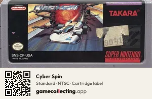 Cyber Spin Super Nintendo Entertainment System, NTSC cartridge label