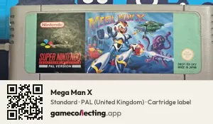Mega Man X Super Nintendo Entertainment System, PAL cartridge label