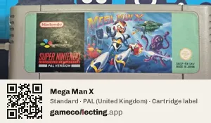 Mega Man X Super Nintendo Entertainment System, PAL cartridge label