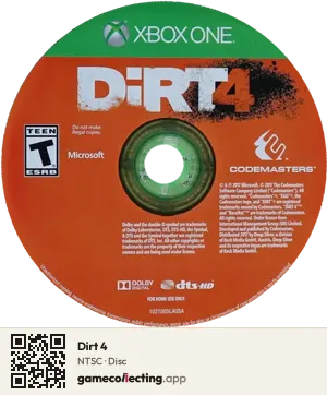 Dirt 4 Xbox One, NTSC disc