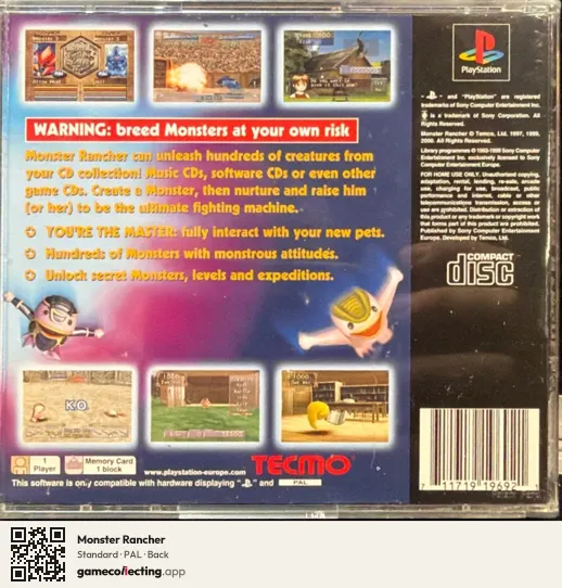 Monster Rancher PlayStation, PAL box back