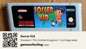 Soccer Kid Super Nintendo Entertainment System, PAL cartridge label