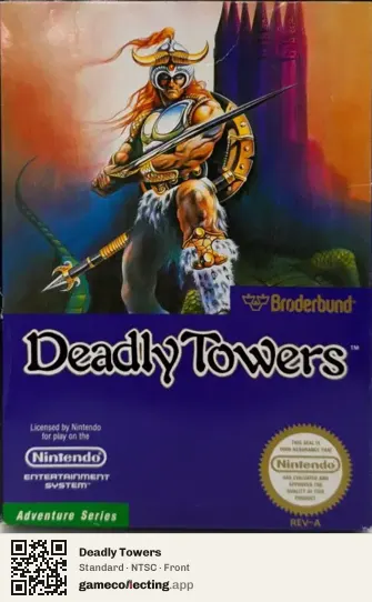 Deadly Towers Nintendo Entertainment System, NTSC box front