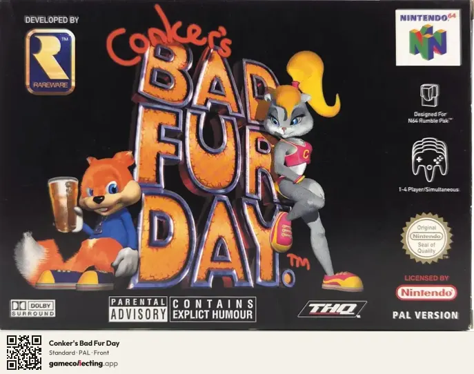 Conker's Bad Fur Day Nintendo 64, PAL box front