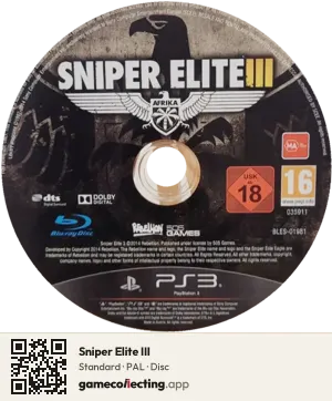 Sniper Elite III PlayStation 3, PAL disc