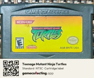Teenage Mutant Ninja Turtles Game Boy Advance, NTSC cartridge label