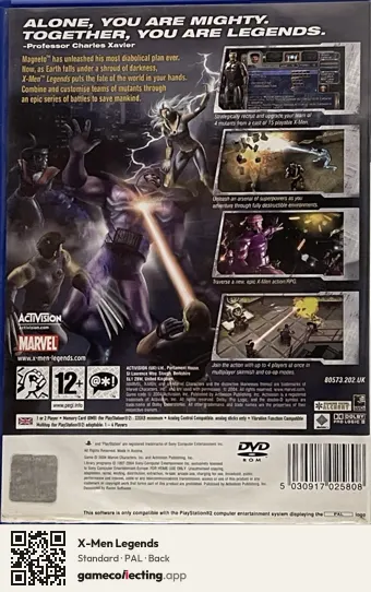 X-Men Legends PlayStation 2, PAL box back