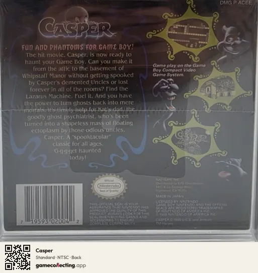 Casper Game Boy, NTSC box back