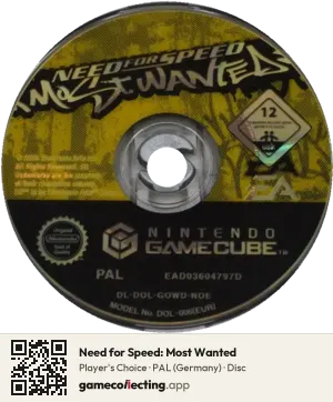 Need for Speed: Most Wanted Nintendo GameCube, PAL disc