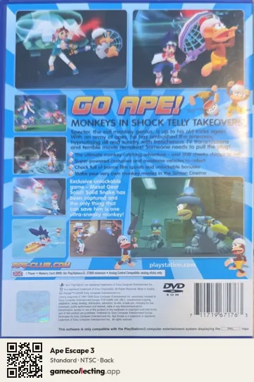 Ape Escape 3 PlayStation 2, NTSC box back