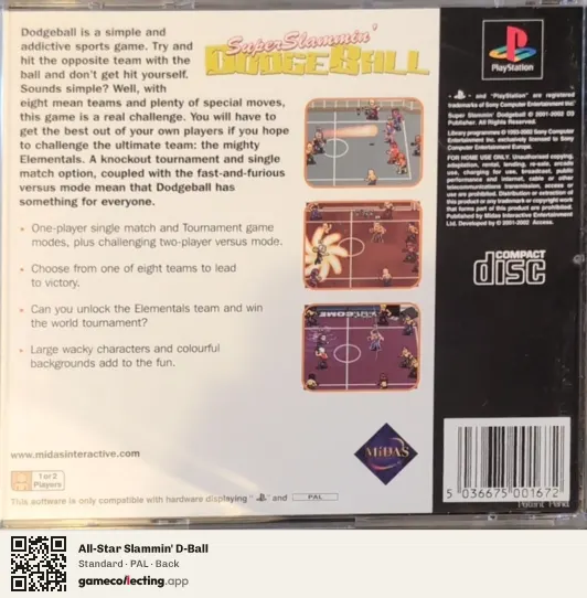 All-Star Slammin' D-Ball PlayStation, PAL box back