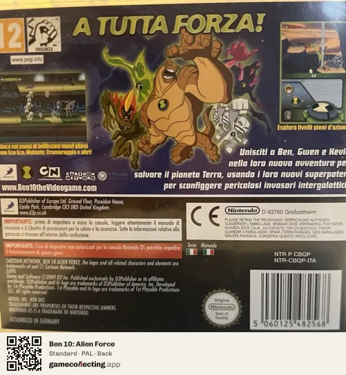Ben 10: Alien Force Nintendo DS, PAL box back