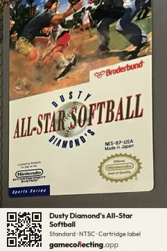 Dusty Diamond's All-Star Softball Nintendo Entertainment System, NTSC cartridge label