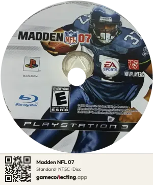 Madden NFL 07 PlayStation 3, NTSC disc
