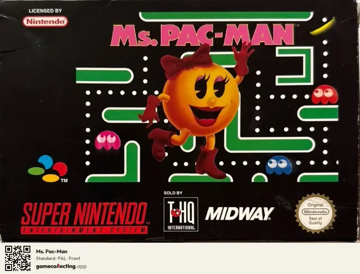 Ms. Pac-Man Super Nintendo Entertainment System, PAL box front