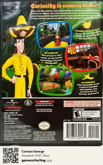 Curious George Nintendo GameCube, NTSC box back