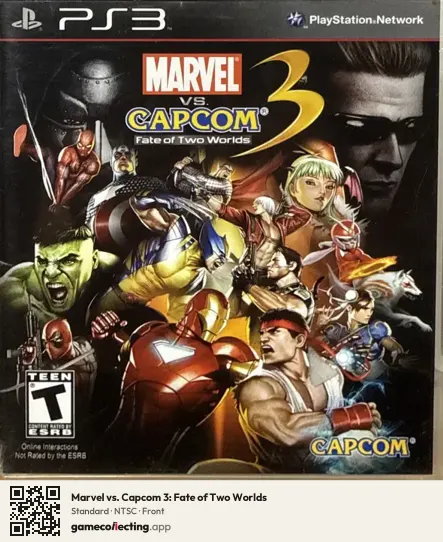 Marvel vs. Capcom 3: Fate of Two Worlds PlayStation 3, NTSC box front
