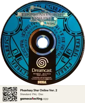 Phantasy Star Online Ver. 2 Sega Dreamcast, PAL disc