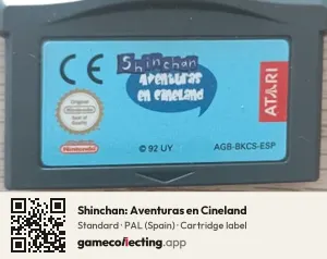 Shinchan: Aventuras en Cineland Game Boy Advance, PAL cartridge label
