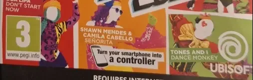 Just Dance 2021, the PEGI square on its front