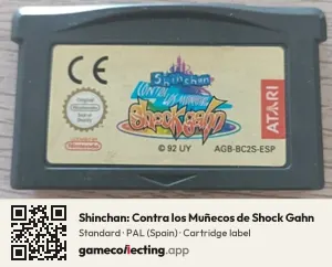 Shinchan: Contra los Muñecos de Shock Gahn Game Boy Advance, PAL cartridge label