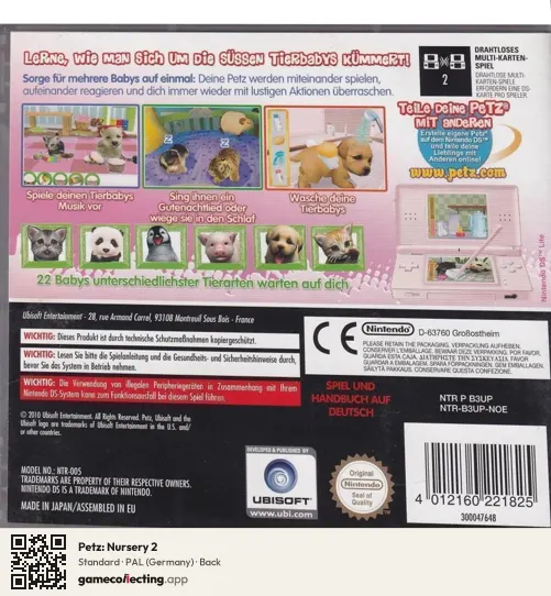 Petz: Nursery 2 Nintendo DS, Germany box back