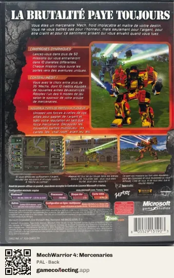 MechWarrior 4: Mercenaries Computer, PAL box back