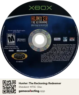 Hunter: The Reckoning: Redeemer Xbox, NTSC disc