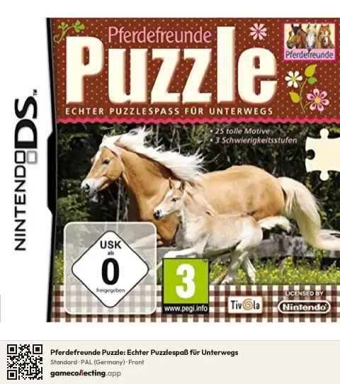 Pferdefreunde Puzzle: Echter Puzzlespaß für Unterwegs Nintendo DS, Germany box front