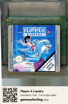 Flipper & Lopaka Game Boy Color, PAL cartridge label