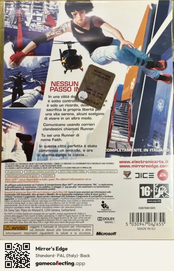 Mirror's Edge Xbox 360, Italy box back