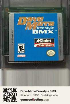 Dave Mirra Freestyle BMX Game Boy Color, NTSC cartridge label