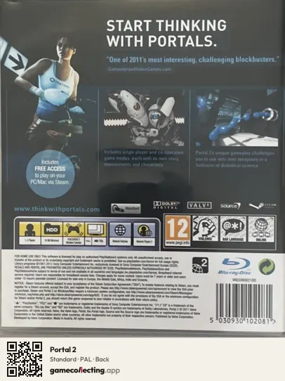 Portal 2 PlayStation 3, PAL box back