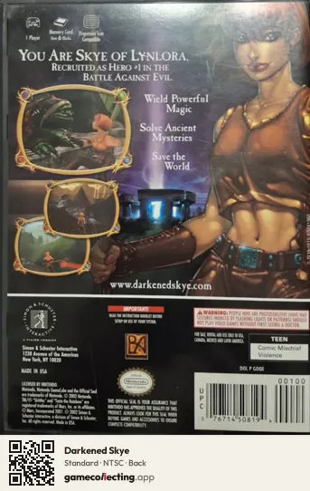 Darkened Skye Nintendo GameCube, NTSC box back