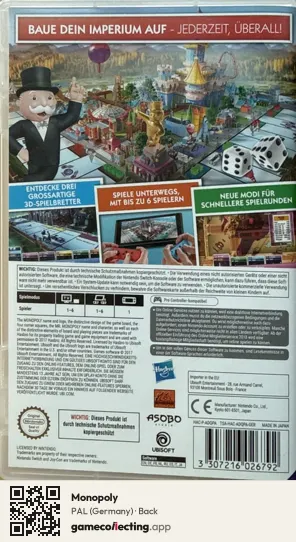 Monopoly Nintendo Switch, Germany box back