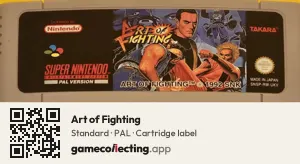 Art of Fighting Super Nintendo Entertainment System, PAL cartridge label