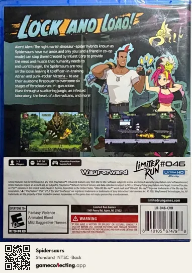 Spidersaurs PlayStation 5, NTSC box back