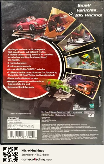 Micro Machines PlayStation 2, NTSC box back
