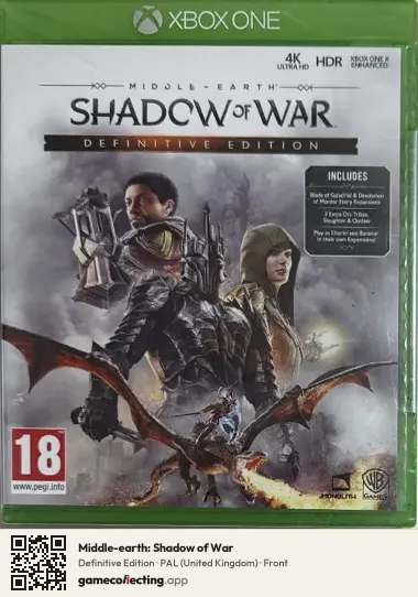 Middle-earth: Shadow of War Xbox One, United Kingdom box front