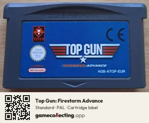 Top Gun: Firestorm Advance Game Boy Advance, PAL cartridge label